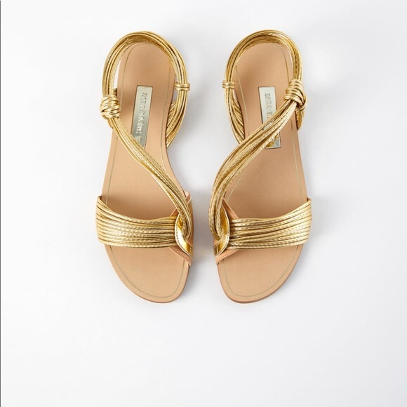 zara gold sandals flat